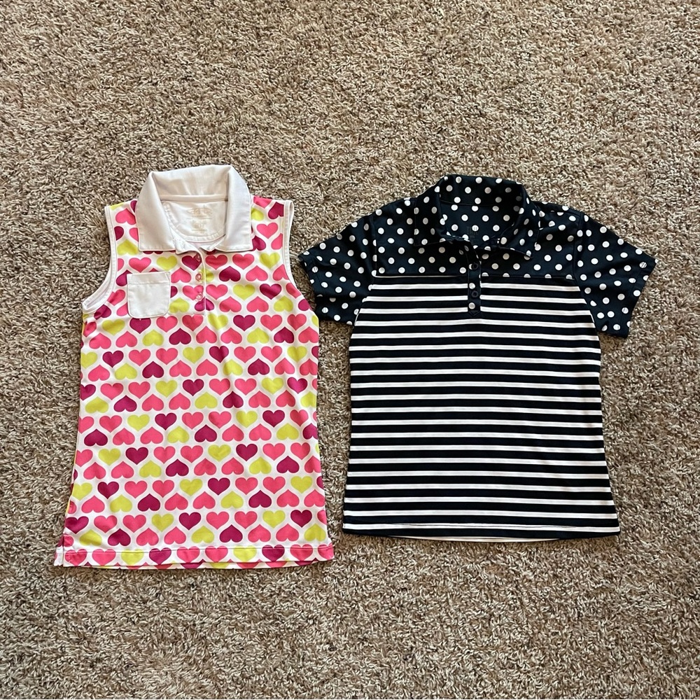 2 girls collared golf shirts
